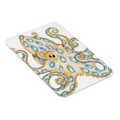Blue ring Octopus on White Ink Magneet (Rechterzijde)