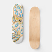Blue ring Octopus on White Ink Persoonlijk Skateboard (Voorkant)
