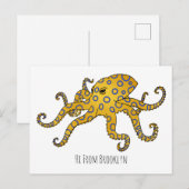 Blue-ringed octopus cartoon illustration briefkaart (Voorkant / Achterkant)