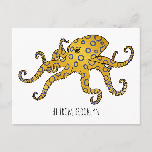 Blue-ringed octopus cartoon illustration briefkaart (Voorkant)