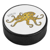 Blue-ringed octopus cartoon illustration hockey puck (3/4)