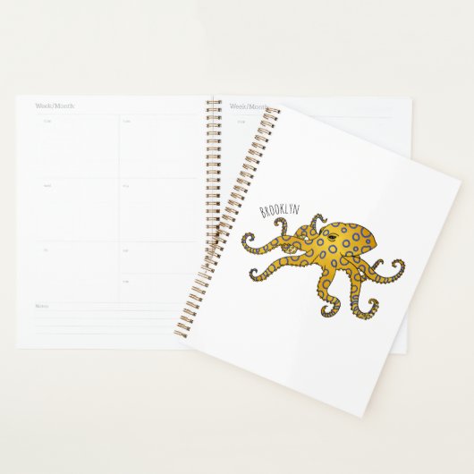 Blue-ringed octopus cartoon illustration planner (Display)