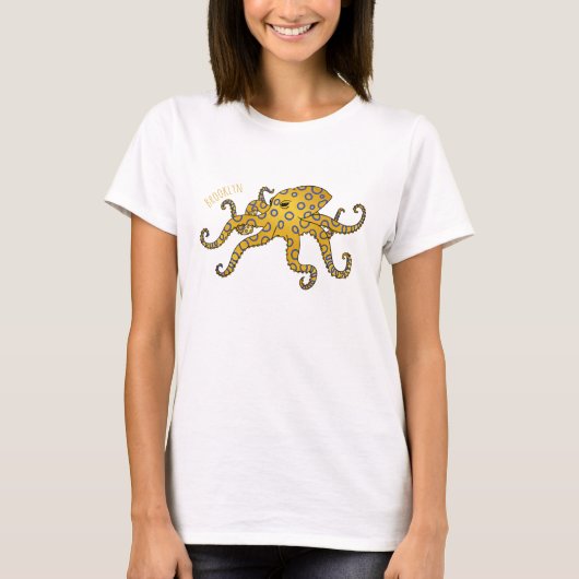 Blue-ringed octopus cartoon illustration t-shirt (Voorkant)