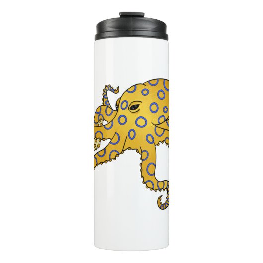 Blue-ringed octopus cartoon illustration thermosbeker (Voorkant)