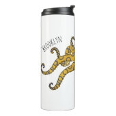 Blue-ringed octopus cartoon illustration thermosbeker (Gedraaid links)