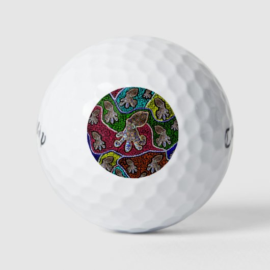 Blue Ringer Octopus Dot Art Golfballen (Voorkant)
