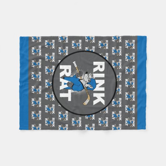 Blue Rink Rat Hockey Fleece Deken (Voorkant (Horizontaal))