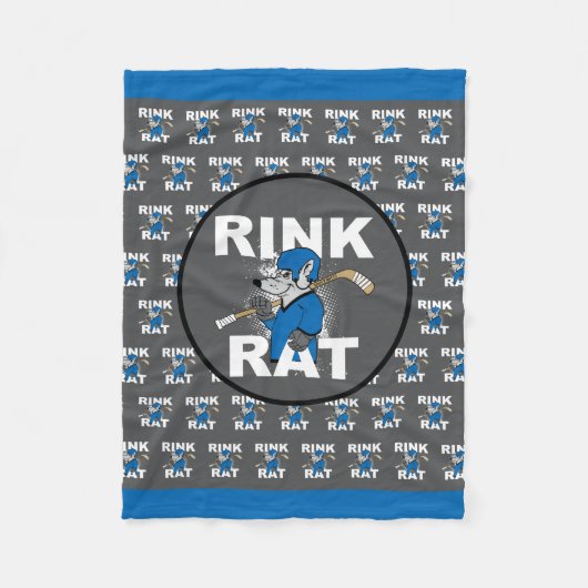 Blue Rink Rat Hockey Fleece Deken (Voorkant)
