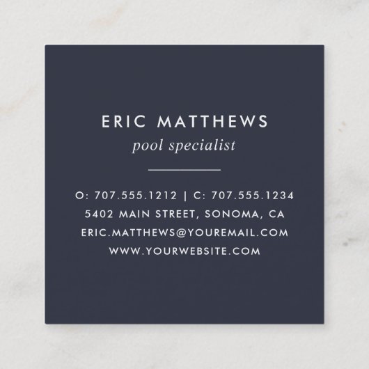 Blue Ripple | Pool Care of Swim Vierkante Visitekaartje (Achterkant)