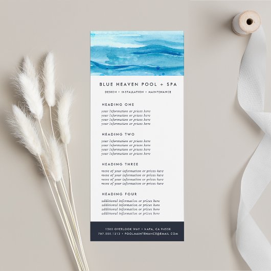 Blue Ripple | Services or Price List Reclamekaart