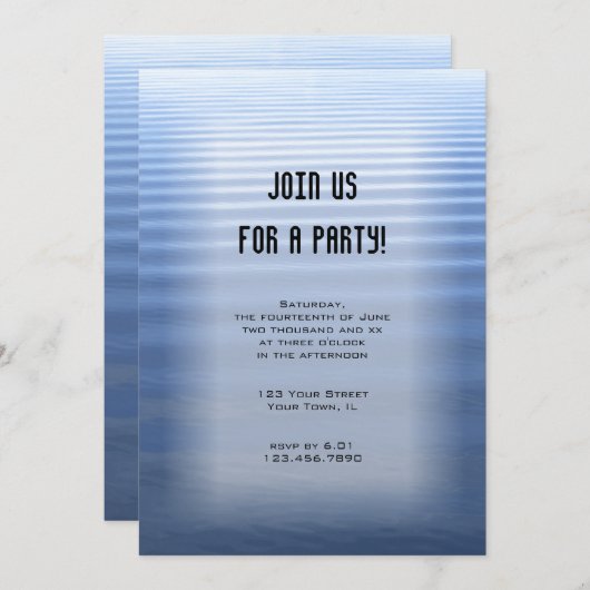 Blue Rippled Water All Purpose Party Invitation Kaart (Voorkant / Achterkant)