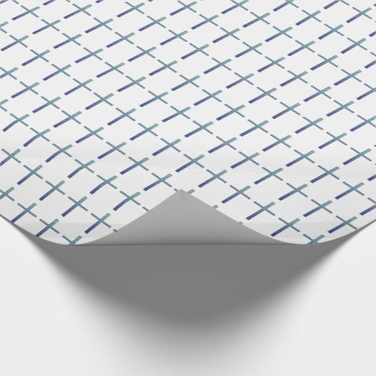 Blue Ripples-effect/Religieuze kruis Cadeaupapier (Hoek)