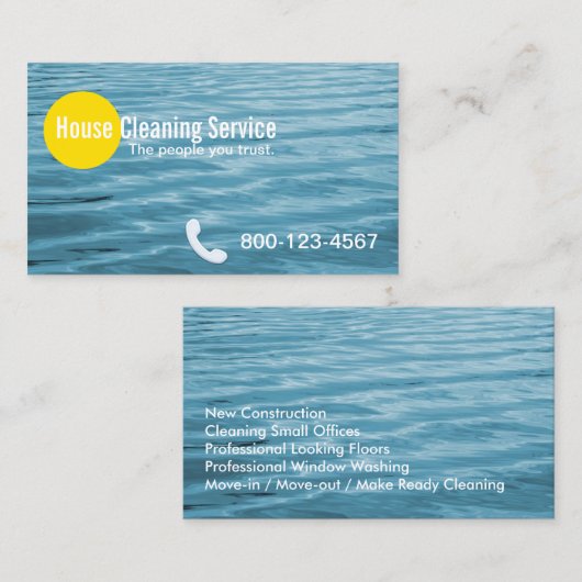 Blue Ripples House Cleaning Visitekaartje (Voorkant / Achterkant)