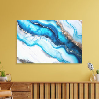 Blue River Marble Canvas Afdruk