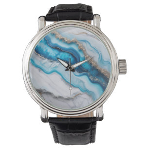 Blue River Marble Horloge