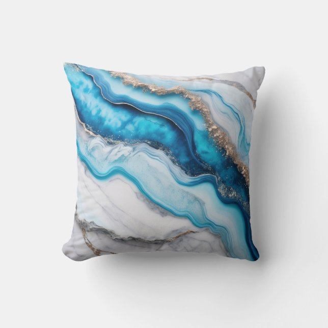 Blue River Marble Kussen (Voorkant)