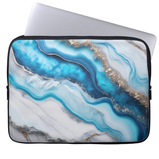 Blue River Marble Laptop Sleeve (Voorkant)