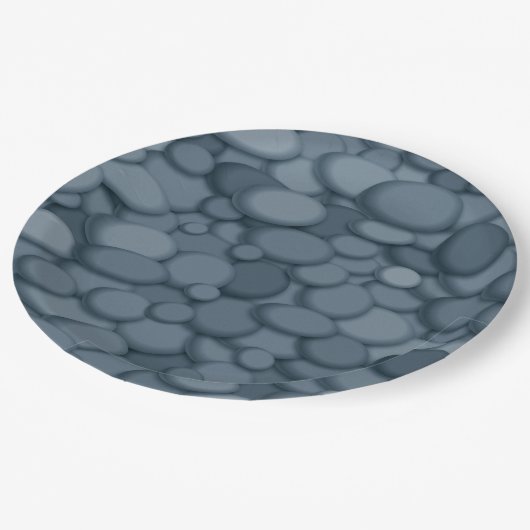 Blue River Rock Pebbles Art Papieren Bordje (Gekanteld)