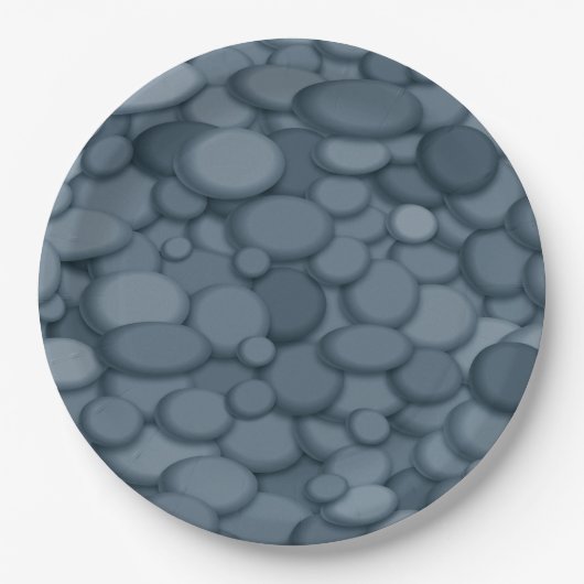 Blue River Rock Pebbles Art Papieren Bordje (Voorkant)