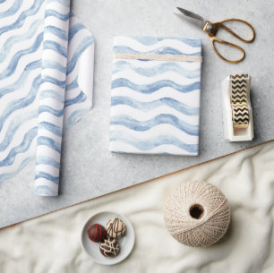 Blue River Strepen Verjaardag Cadeaupapier