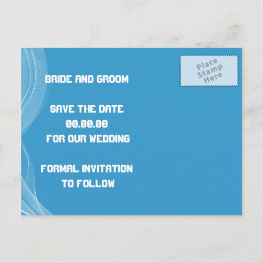 Blue road biker bruiloft Save the Date briefkaart (Achterkant)