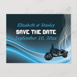 Blue road biker bruiloft Save the Date briefkaart