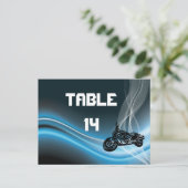 Blue road biker trouwtafel nummer briefkaart (Staand voorkant)