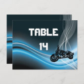 Blue road biker trouwtafel nummer briefkaart (Voorkant / Achterkant)