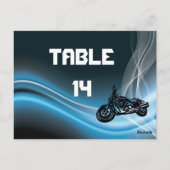Blue road biker trouwtafel nummer briefkaart (Achterkant)