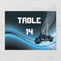 Blue road biker trouwtafel nummer briefkaart