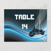 Blue road biker trouwtafel nummer briefkaart (Voorkant)