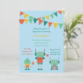 Blue Robot 5x7 Baby shower Kaart (Staand voorkant)