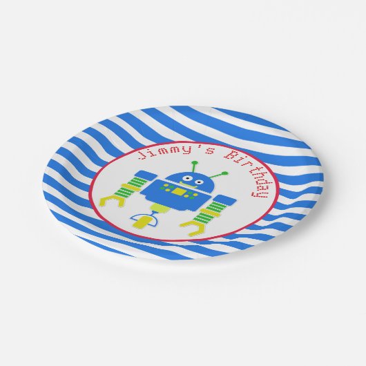 Blue Robot Birthday Paper Bord (Gekanteld)