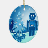 Blue Robot Chritsmas Keramisch Ornament (Rechts)