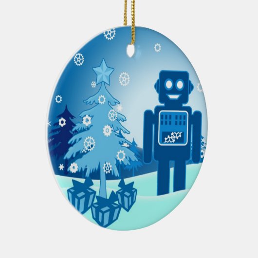 Blue Robot Chritsmas Keramisch Ornament (Rechts)