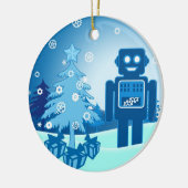 Blue Robot Chritsmas Keramisch Ornament (Links)