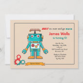 Blue Robot Invitation Kaart (Voorkant)