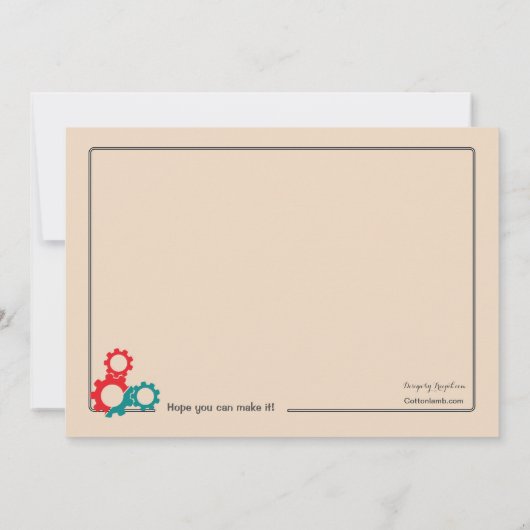 Blue Robot Invitation Kaart (Achterkant)