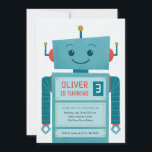 Blue Robot Kids Birthday Party Invitation Kaart<br><div class="desc">Deze leuke verjaardagsuitnodiging sjabloon is voorzien van een schattige blauwe robot die klaar is om je kleine te vieren. De tekst is editable om de leeftijd van uw kind en alle partijdetails aan te passen. Ideaal voor een robot met de naam Kinderfeestje. De orde gedrukte uitnodigingen of kiest onmiddellijke download....</div>