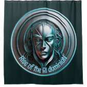 Blue Robot Mask - Opkomst van de AI dominioN Douchegordijn (Voorkant)