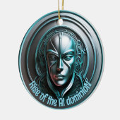 Blue Robot Mask - Opkomst van de AI dominioN Keramisch Ornament (Links)
