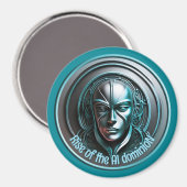 Blue Robot Mask - Opkomst van de AI dominioN Magneet (Voorkant / Achterkant)