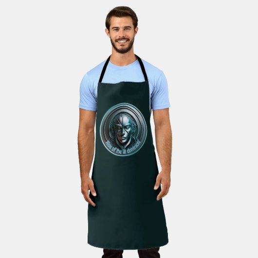 Blue Robot Mask - Opkomst van de AI dominioN Schort (Gedragen)