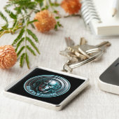 Blue Robot Mask - Opkomst van de AI dominioN Sleutelhanger (Zijkant)