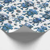 Blue Robot Pattern Cadeaupapier (Hoek)
