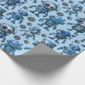 Blue Robot Pattern Cadeaupapier (Hoek)