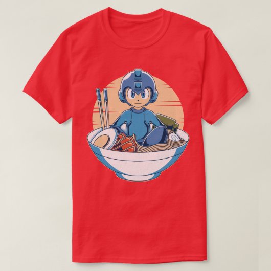 Blue Robot Ramen T-shirt (Design voorkant)