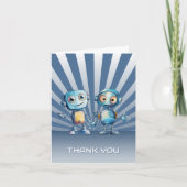 Blue Robot Theme Verjaardag Bedankt (Voorkant)