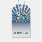 Blue Robot Theme Verjaardag Bedankt Cadeaulabel (Voorkant)