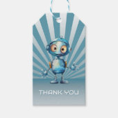 Blue Robot Theme Verjaardag Bedankt Cadeaulabel (Voorkant)